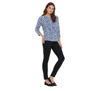 M&Co Cotton Animal Print Slash Neck Top - Women's Blue