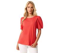 M&Co Women's Cotton Broderie Top in Orange | Size: 16
