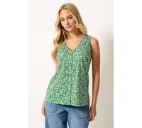M&co Cotton Button Vest Top In Green Green