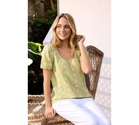 M&co Cotton Embroidered Top In Light Green Light Green