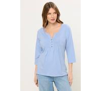 M&co Cotton Henley Top In Light Blue Light Blue 14