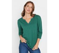 M&co Cotton Notch Neck Lace Trim T-Shirt In Blue Blue