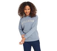 M&Co Cotton 'Wellness' Embroidered Slogan Sweatshirt - Women's Blue
