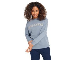 M&Co Cotton 'Wellness' Embroidered Slogan Sweatshirt - Women's Blue