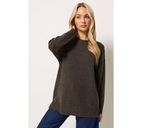 M&co Crew Neck Knitted Jumper In Chocolate Chocolate
