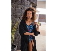 M&Co Women's Crinkle Longline Kimono in Black | Size: 12 M&Co Black 12