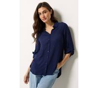 M&co Crinkle Tab Sleeve Shirt In Mid Navy Mid Navy