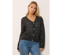 M&co Crochet Button Through Cardigan In Black Black 10-12