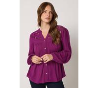 M&co Crochet Long Sleeve Blouse In Purple Purple