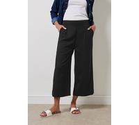 M&co Cropped Wide Leg Linen Trousers In Black Black 12