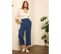 M&Co Women's Cropped Wide Leg Linen Trousers in Dark Navy | Size: 20 M&Co Dark Navy 20
