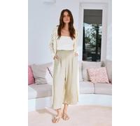 M&co Cropped Wide Leg Linen Trousers In Natural Natural 10
