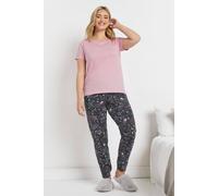 M&Co Womens Cuffed Star Print Pyjama Set - Women's Pink