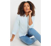 M&Co Womens Cotton Daisy Embroidered Shirt - Women's Blue