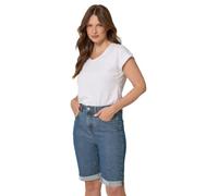M&Co Women's Turn Up Denim Shorts in Mid Blue | Size: 14