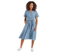 Collarless Button Through Shirt Dress M&Co Blue 18