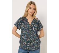 M&Co Women's Ditsy Floral Button Front Blouse in Black | Size: 12 M&Co Black 12
