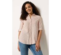 M&co Ditsy Floral Tab Sleeve Shirt In Pale Orange Pale Orange