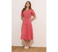 M&co Ditsy Floral Tie Waist Midi Dress In Red Red 12