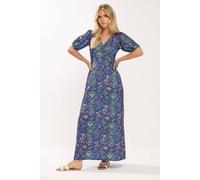 M&Co Women's Ditsy Floral Wrap Maxi Dress in Dark Navy | Size: 14 M&Co Dark Navy 14