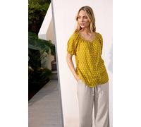 M&Co Women's Dobby Button Up Blouse in Mustard | Size: 18 M&Co Mustard 18