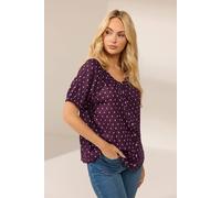 M&co Dobby Button Up Blouse In Plum Plum