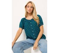 M&Co Women's Dobby Button Up Blouse in Teal | Size: 20