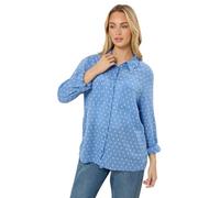 M&Co Women's Dobby Long Sleeve Shirt in Blue | Size: 16 M&Co Blue 16