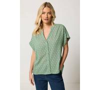M&co Dobby Notch Neck Cotton Blouse In Light Green Light Green