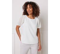 M&co Dobby Short Sleeve Blouse In White White 20