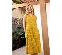 M&co Dobby Sleeveless Tiered Cotton Midi Dress In Yellow Yellow