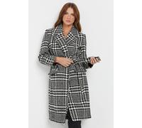 M&co Dogtooth Belted Wrap Coat In Black Black