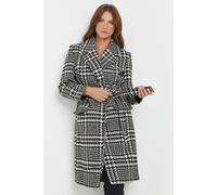 M&co Dogtooth Belted Wrap Coat In Black Black