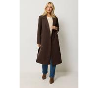 M&Co Women's Double Breasted Belted Coat in Chocolate | Size: 18