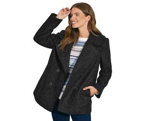 M&Co Double Breasted Boucle Jacket - Women's Black
