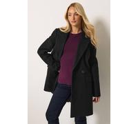 M&Co Women's Double Breasted Tailored Coat in Black | Size: 18