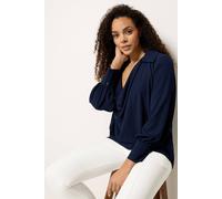 M&Co Women's Drape Front Blouse in Mid Navy | Size: 8 M&Co Mid Navy 8