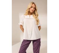 M&Co Ivory Embroidered Cotton Ruffle Top - Women's