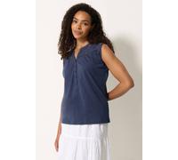 M&co Embroidered Cotton Vest Top In Dark Navy Dark Navy