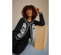 M&Co Womens Embroidered Detail Cardigan - Women's Black