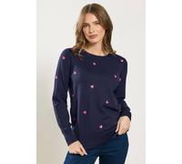M&co Embroidered Heart Knitted Jumper In Dark Navy Dark Navy 14-16