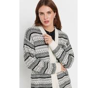M&Co Women's Fairisle Longline Cardigan in White | Size: 10-12 M&Co White 10-12