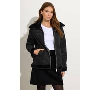 M&Co Women's Faux Suede Aviator Jacket in Black | Size: 10 M&Co Black 10