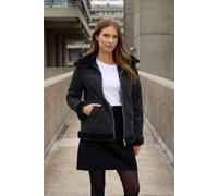 M&co Faux Suede Aviator Jacket In Black Black 26-28