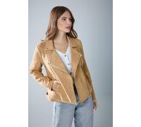 M&Co Women's Faux Suede Biker Jacket in Tan | Size: 14 M&Co Tan 14