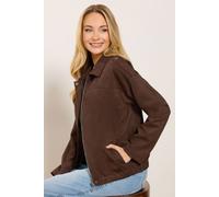 M&Co Women's Faux Suede Bomber Jacket in Chocolate | Size: 12 M&Co Chocolate 12