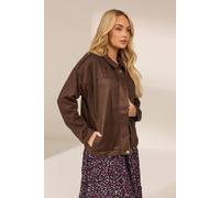 M&Co Women's Faux Suede Bomber Jacket in Chocolate | Size: 14 M&Co Chocolate 14