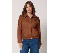 M&Co Women's Faux Suede Bomber Jacket in Light Brown | Size: 10 M&Co Light Brown 10