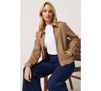 M&Co Women's Faux Suede Bomber Jacket in Natural | Size: 14
