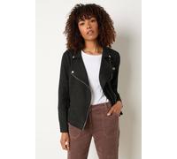 M&Co Black Faux Suede Biker Jacket - Women's